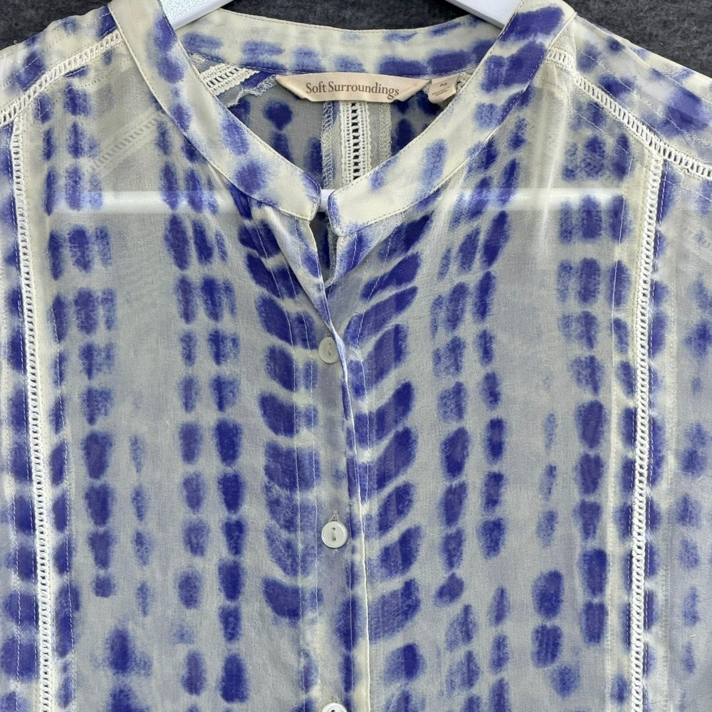 Soft Surroundings Button Front Maxi Dress Womens Boho Shibori‎ Coastal Beach - Picture 4 of 8